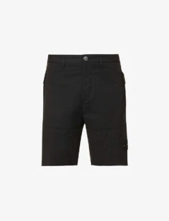Stone Island Cargo Logo-badge Straight-leg Stretch-cotton Shorts