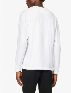 Stone Island Logo-embroidered Relaxed-fit Cotton-jersey T-shirt -Fit & Flow Clothing Sales Store R04188785 WHITE ALT03