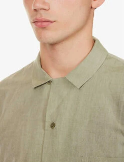 Sunspel Camp-collar Short-sleeved Cotton-blend Shirt -Fit & Flow Clothing Sales Store R04194521 HUNTERGREENMELANGE ALT04