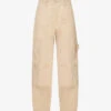 Wide-leg Mid-rise Cotton-canvas Trousers