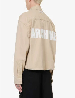 Brand-print Boxy-fit Cotton-canvas Shirt -Fit & Flow Clothing Sales Store R04194914 BEIGE ALT03