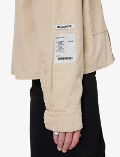 Brand-print Boxy-fit Cotton-canvas Shirt -Fit & Flow Clothing Sales Store R04194914 BEIGE ALT04