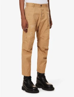 DSQUARED2 Distressed Tapered-leg Cotton-twill Trousers -Fit & Flow Clothing Sales Store R04196731 WALNUT ALT02