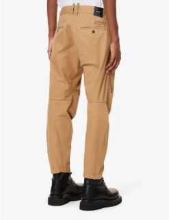 DSQUARED2 Distressed Tapered-leg Cotton-twill Trousers -Fit & Flow Clothing Sales Store R04196731 WALNUT ALT03