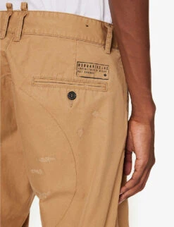 DSQUARED2 Distressed Tapered-leg Cotton-twill Trousers -Fit & Flow Clothing Sales Store R04196731 WALNUT ALT04