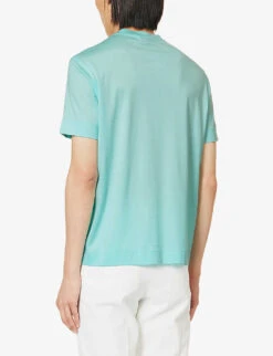 Emporio Armani Brand-embroidered Ribbed-trim Jersey T-shirt -Fit & Flow Clothing Sales Store R04196958 CLEARLOGO ALT03