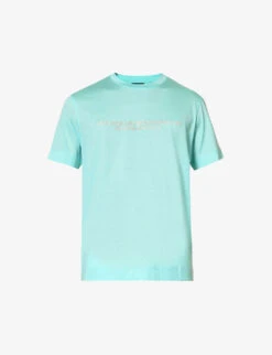 Emporio Armani Brand-embroidered Ribbed-trim Jersey T-shirt