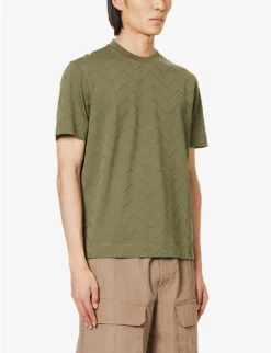 Emporio Armani Brand-embroidered Crewneck Cotton-jersey T-shirt -Fit & Flow Clothing Sales Store R04196959 BEETLECHEVRON ALT02