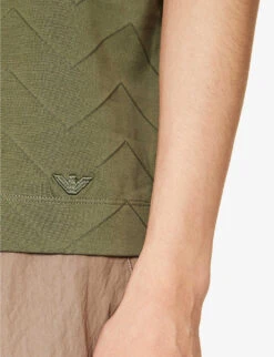 Emporio Armani Brand-embroidered Crewneck Cotton-jersey T-shirt -Fit & Flow Clothing Sales Store R04196959 BEETLECHEVRON ALT04