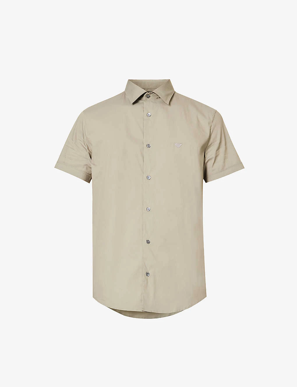 Emporio Armani Logo-embroidered Short-sleeve Stretch-cotton Blend Shirt 1 Emporio Armani Logo-embroidered Short-sleeve Stretch-cotton Blend Shirt