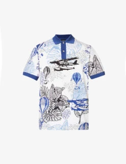 Emporio Armani Graphic-pattern Regular-fit Cotton-piqué Polo Shirt