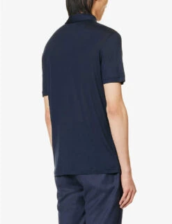 Emporio Armani Brand-embroidered Woven Jersey Polo Shirt 8 Emporio Armani Brand-embroidered Woven Jersey Polo Shirt -Fit & Flow Clothing Sales Store R04197000 BLUNAVY ALT03
