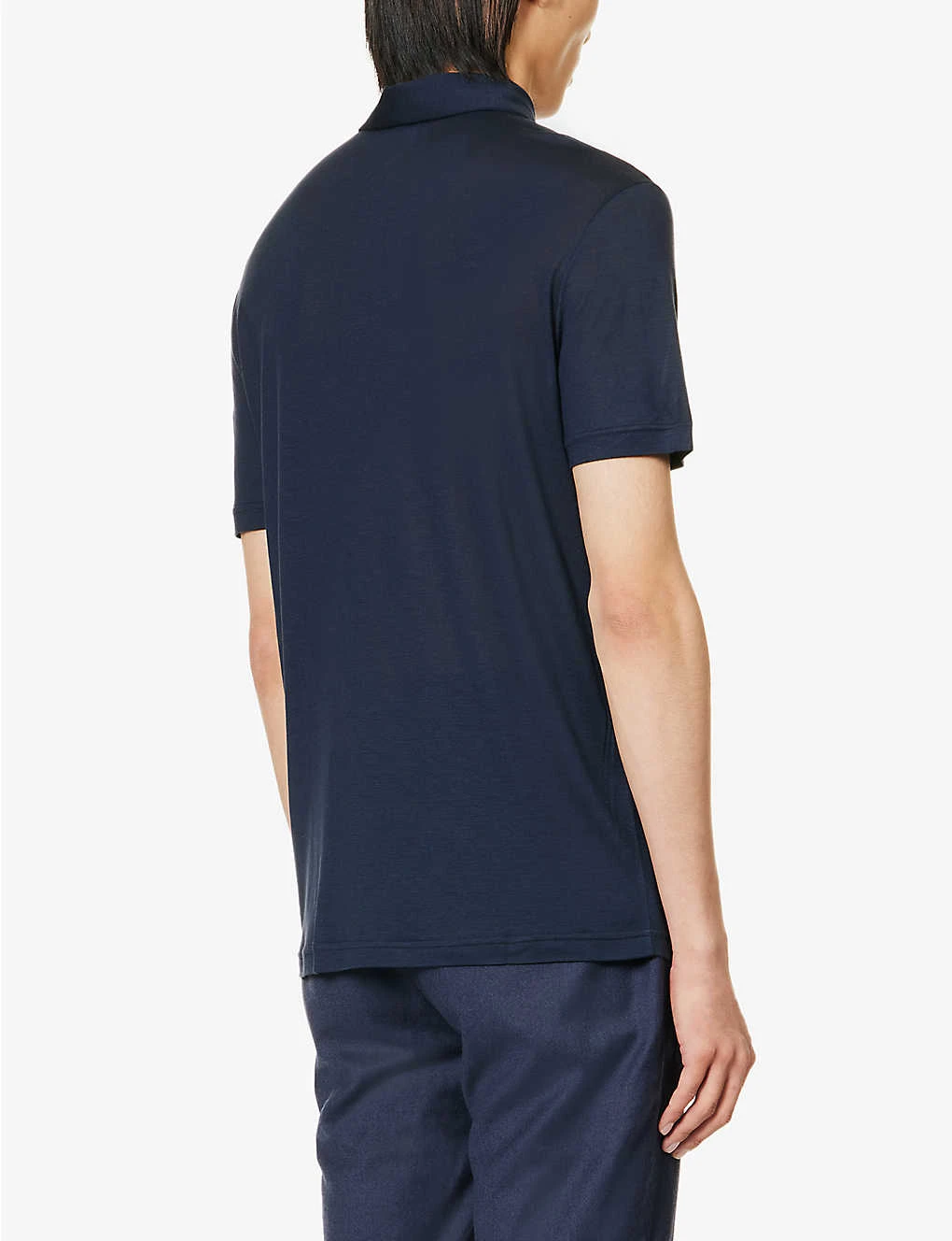 Emporio Armani Brand-embroidered Woven Jersey Polo Shirt 4 Emporio Armani Brand-embroidered Woven Jersey Polo Shirt - Image 4