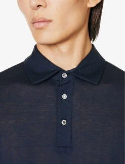 Emporio Armani Brand-embroidered Woven Jersey Polo Shirt 9 Emporio Armani Brand-embroidered Woven Jersey Polo Shirt -Fit & Flow Clothing Sales Store R04197000 BLUNAVY ALT04