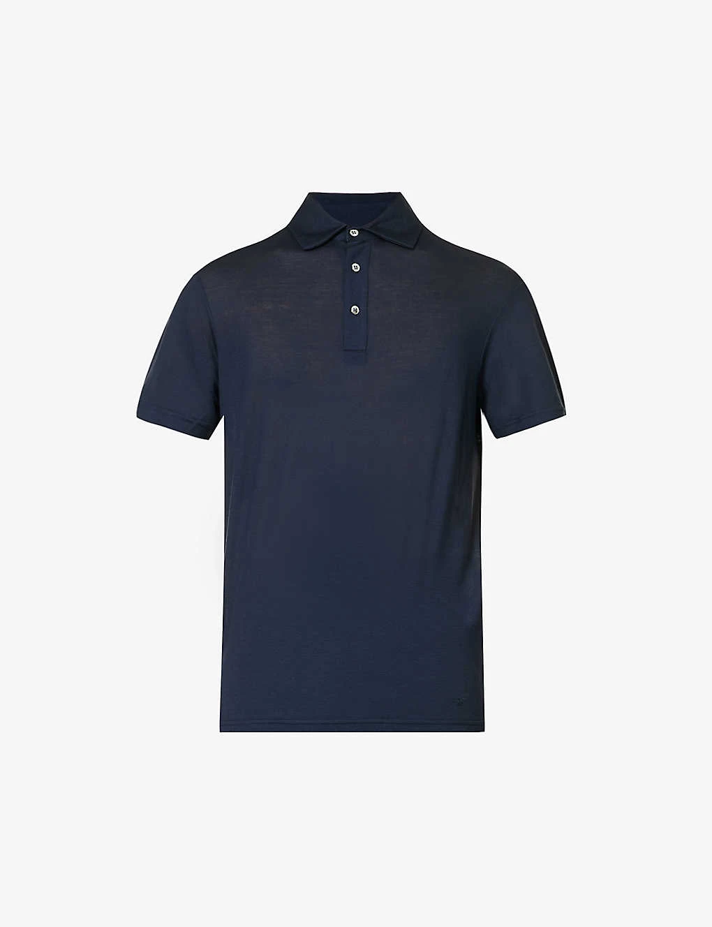Emporio Armani Brand-embroidered Woven Jersey Polo Shirt 1 Emporio Armani Brand-embroidered Woven Jersey Polo Shirt