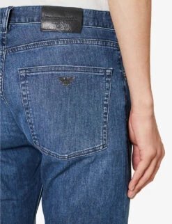 Emporio Armani Brand-plaque Straight-leg Stretch-denim Jeans -Fit & Flow Clothing Sales Store R04197010 DENIMBLUMD ALT04