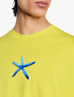 Sandro Starfish-print Relaxed-fit Cotton T-shirt 9 Sandro Starfish-print Relaxed-fit Cotton T-shirt -Fit & Flow Clothing Sales Store R04197464 VERTS ALT04